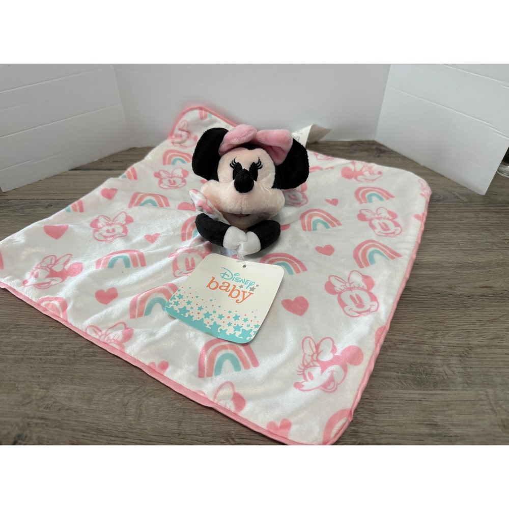 Disney Baby Minnie Mouse Security Blanket NoJo Pink Rainbow Lovey NWT 14x14